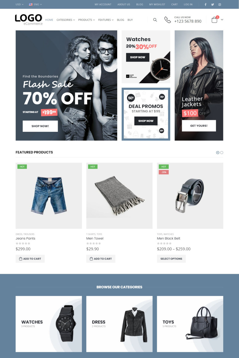 เว็บสำเร็จรูป - ecommerce Theme ร้านออนไลน์ ขายสินค้าออนไลน์